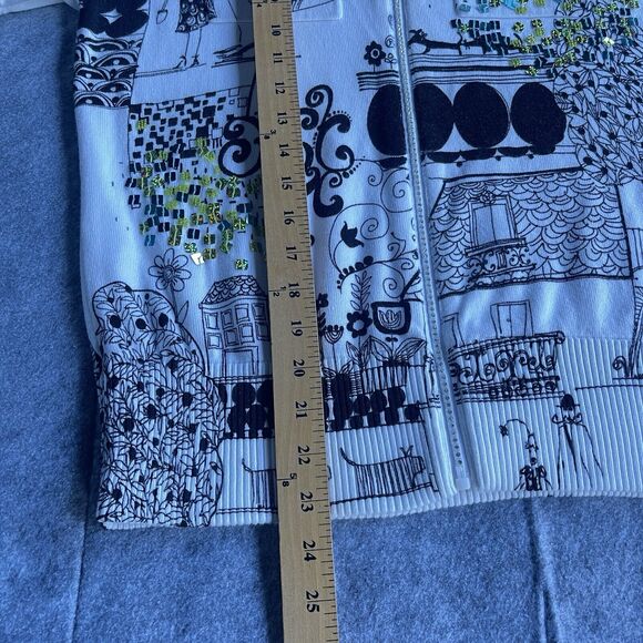 Vintage Sweater Womens Small Full Zip Beaded Short Sleeve Paris Vacation White - Picture 12 of 12